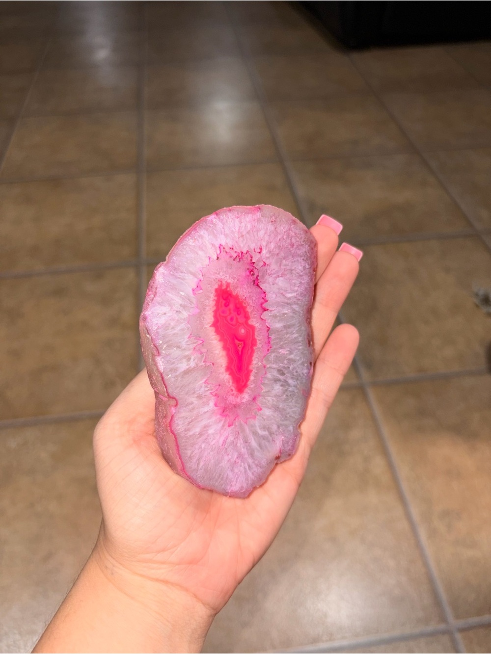 Pink Agate Slice Decorative Accent
